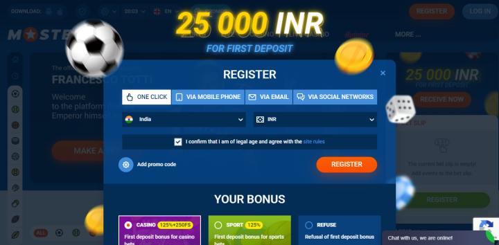 Mostbet Registration Step 2 — Choose Method